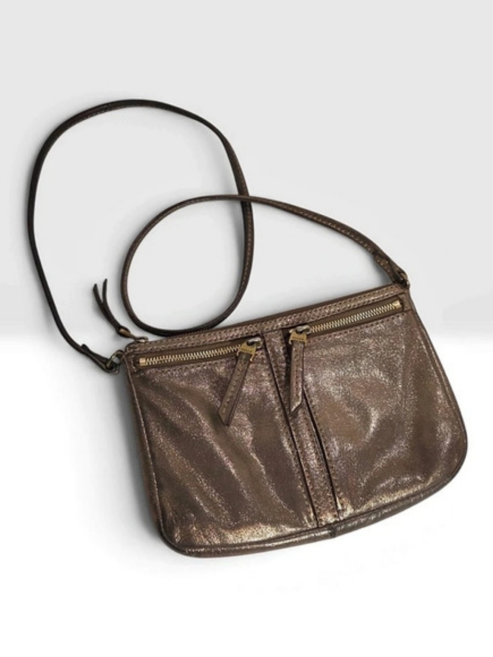 • Fossil Erin Small Metallic Crossbody Leather Bag EUC